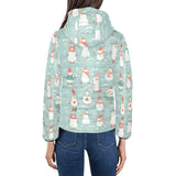 Cute snowman pattern Women's Padded Hooded Jacket