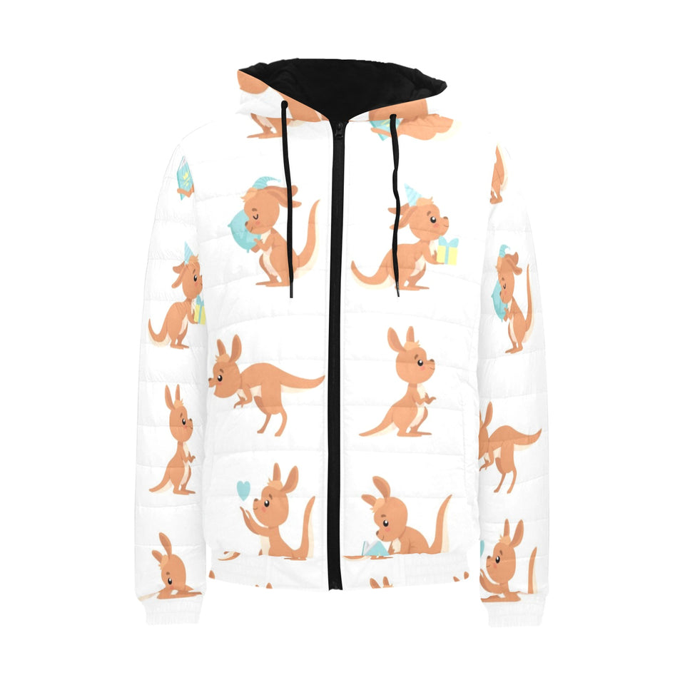 Cute Kangaroo pattern Men's Padded Hooded Jacket