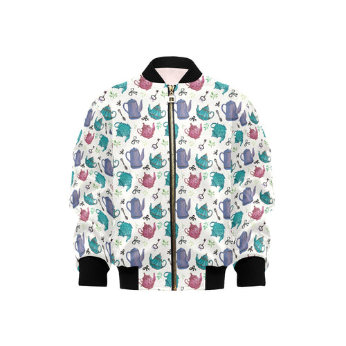 Tea pots Pattern Print Design 05 Kids' Boys' Girls' Bomber Jacket