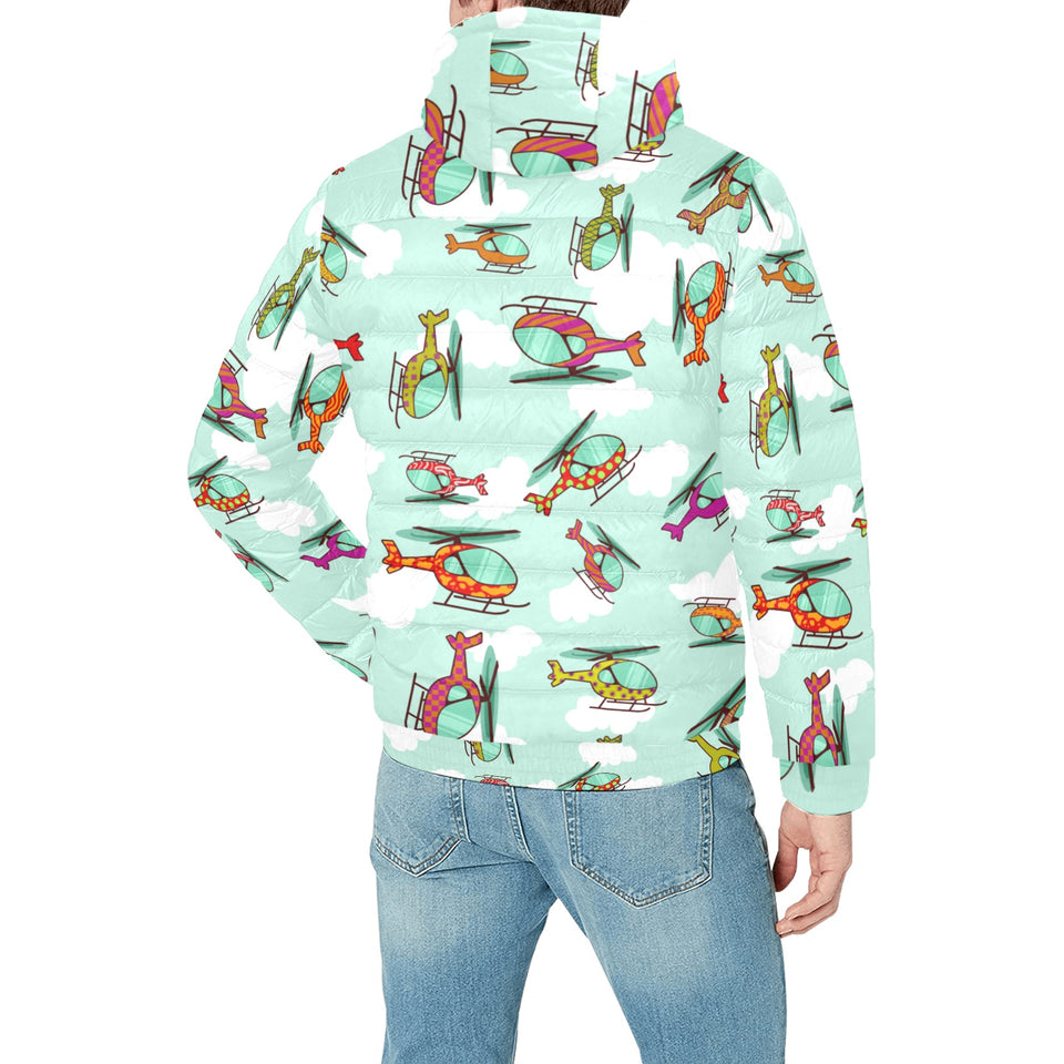 Helicopter design pattern Men's Padded Hooded Jacket