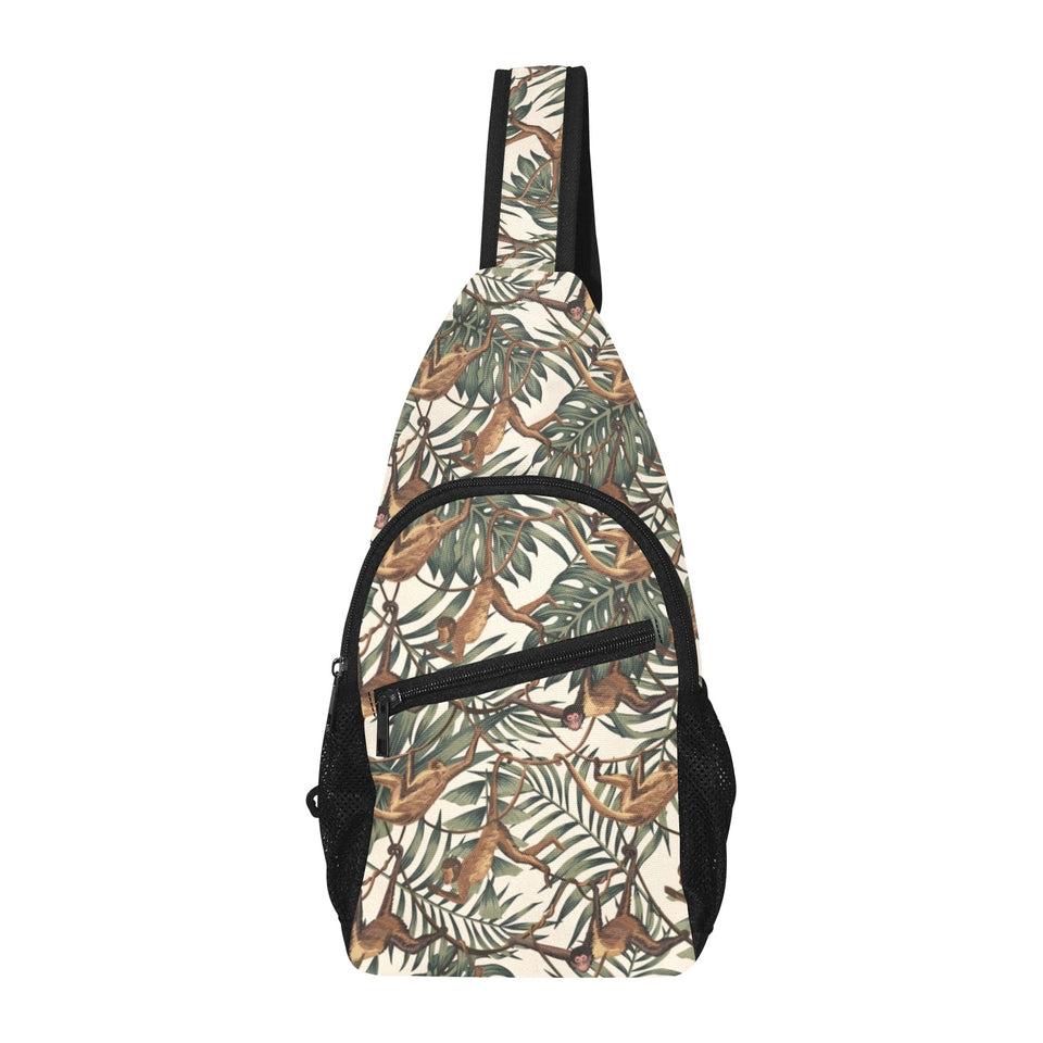 Monkey tropical leaves background All Over Print Chest Bag