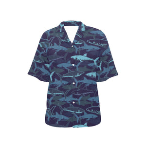 Shark pattern Women's All Over Print Hawaiian Shirt