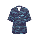 Shark pattern Women's All Over Print Hawaiian Shirt
