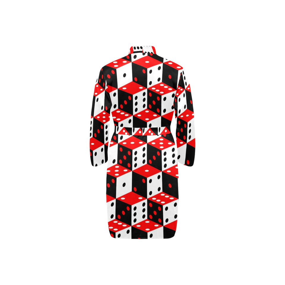 Dice Pattern Print Design 02 Men's Long Sleeve Belted Night Robe