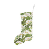 White orchid flower tropical leaves pattern Christmas Stocking