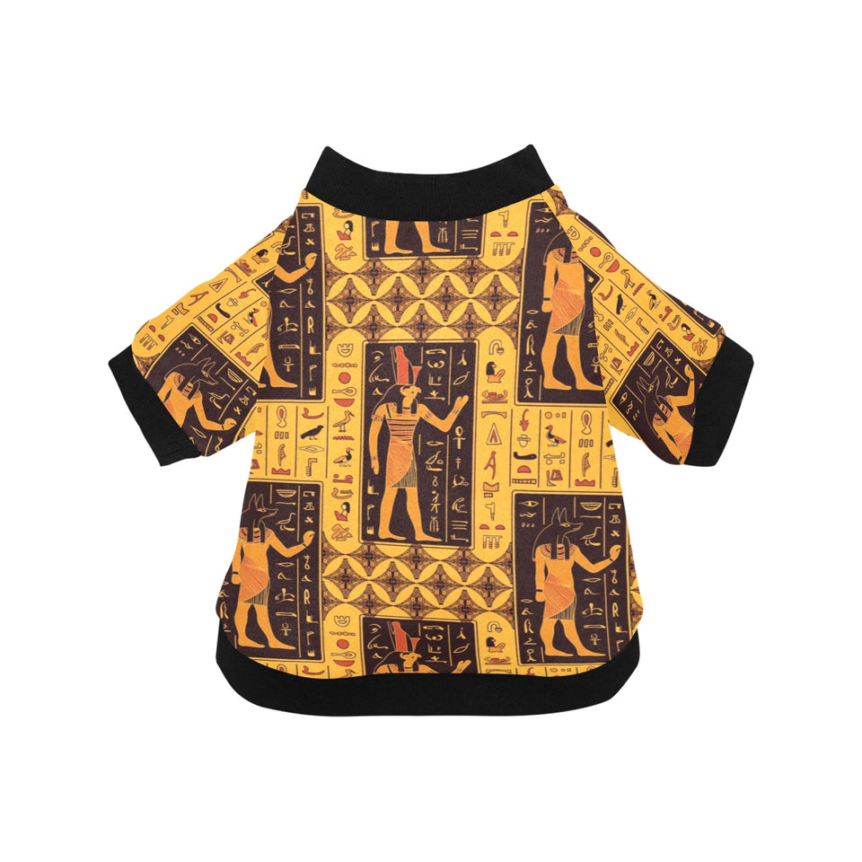 Egypt Hieroglyphics Pattern Print Design 05 All Over Print Pet Dog Round Neck Fuzzy Shirt