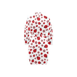 Ladybug Pattern Print Design 04 Men's Long Sleeve Belted Night Robe