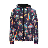 Colorful mushroom pattern Men's Padded Hooded Jacket