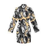 Billiard Ball Pattern Print Design 04 Women's Long Sleeve Belted Night Robe