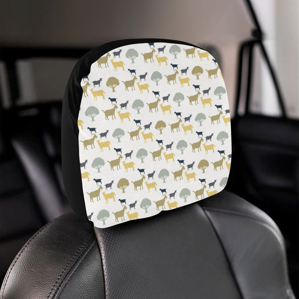 Silhouettes of goat and tree pattern Car Headrest Cover