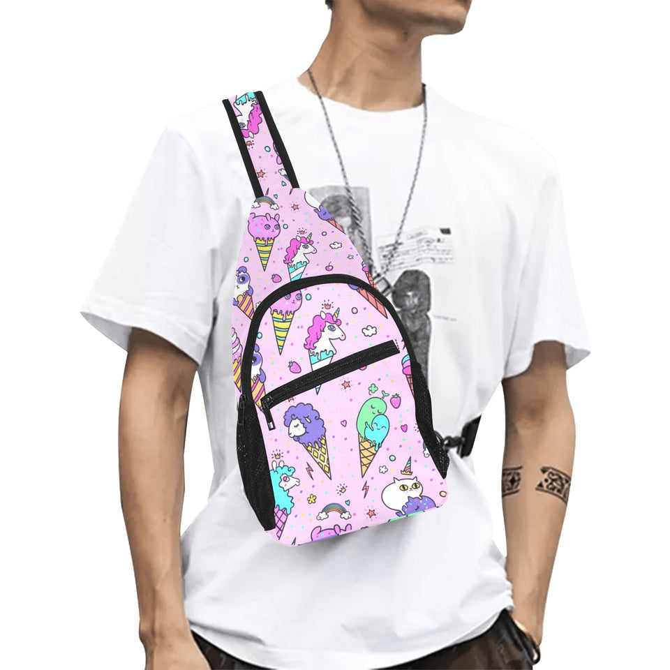 Cute ice cream cone animal pattern All Over Print Chest Bag