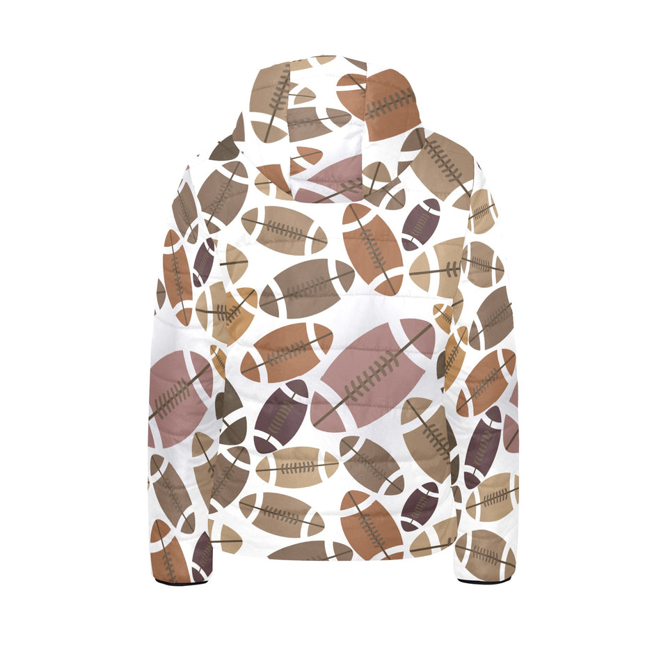 American football ball pattern Kids' Boys' Girls' Padded Hooded Jacket
