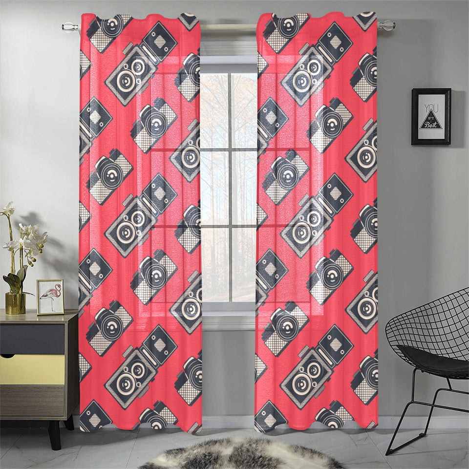 Camera Pattern Print Design 05 Gauze Curtain