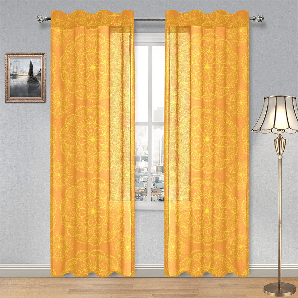 Orange traditional indian element pattern Gauze Curtain