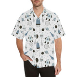 Hand drawn space elements space rocket star planet Men's All Over Print Hawaiian Shirt