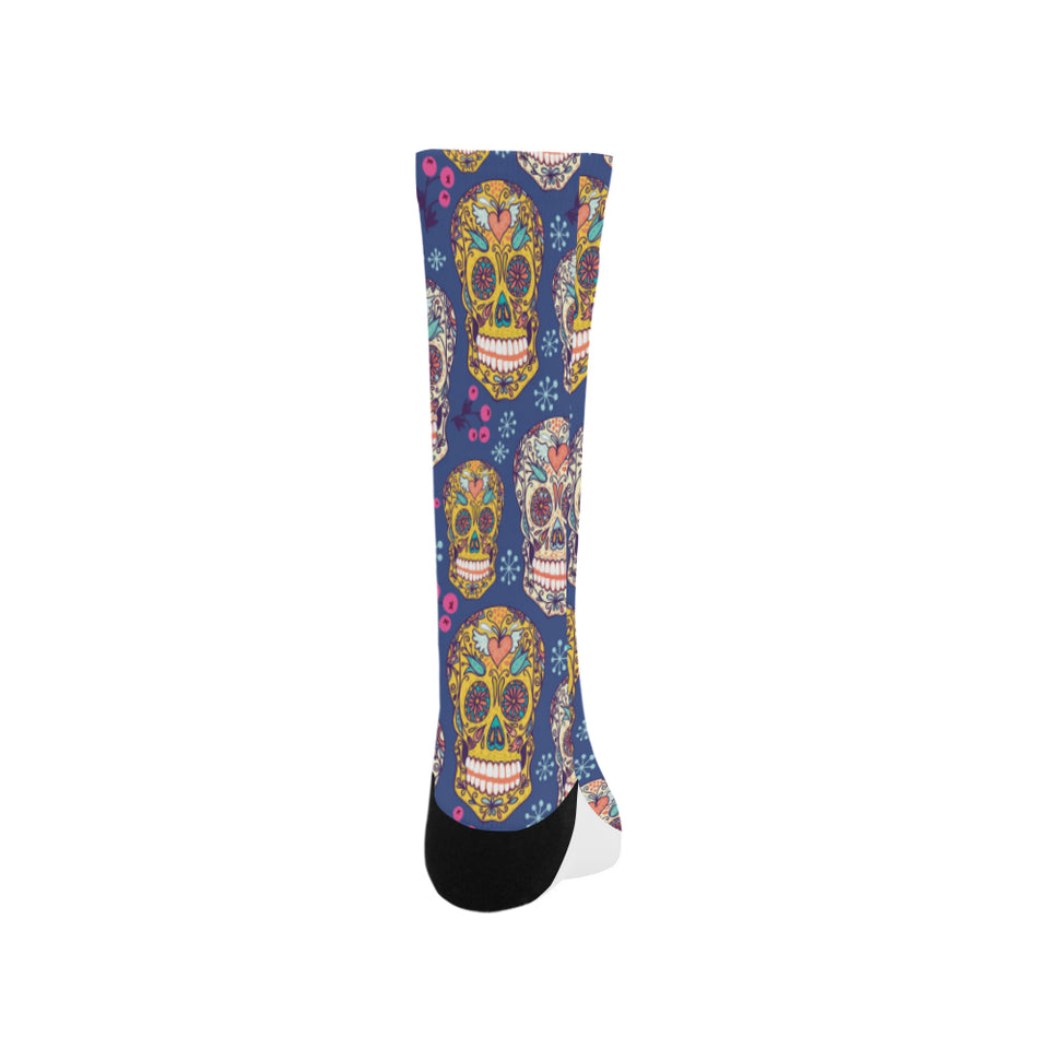 Sugar skull flower pattern Crew Socks
