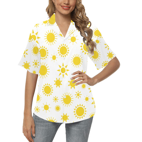 Sun pattern Women's All Over Print Hawaiian Shirt