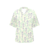 Seahorse shell pattern Women's All Over Print Hawaiian Shirt