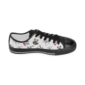 French bulldog cup paw pattern Kids' Boys' Girls' Low Top Canvas Shoes Black