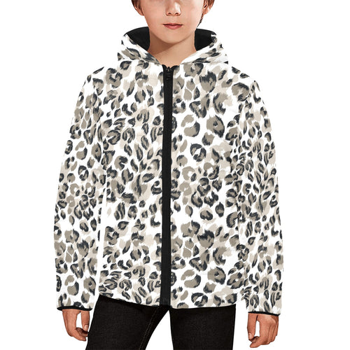 Leopard skin print pattern Kids' Boys' Girls' Padded Hooded Jacket