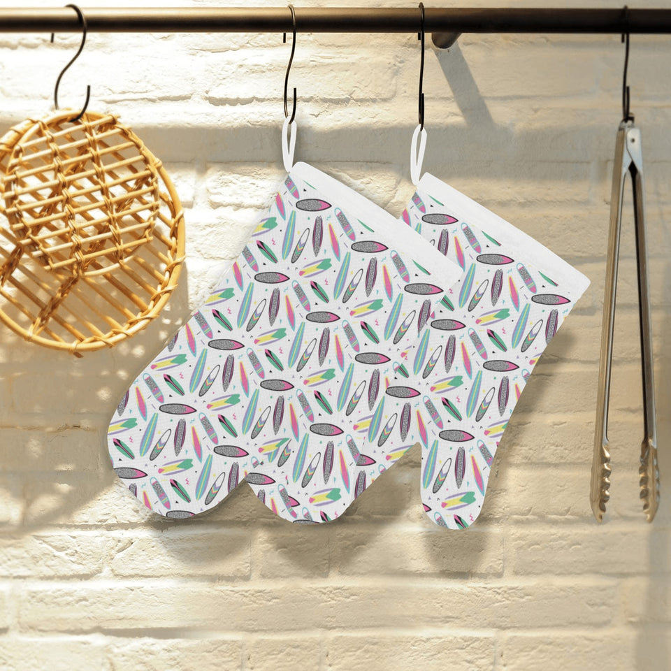 Surfboard Pattern Print Design 04 Heat Resistant Oven Mitts