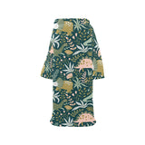 dinosaurs tropical leaves flower pattern Blanket Robe with Sleeves