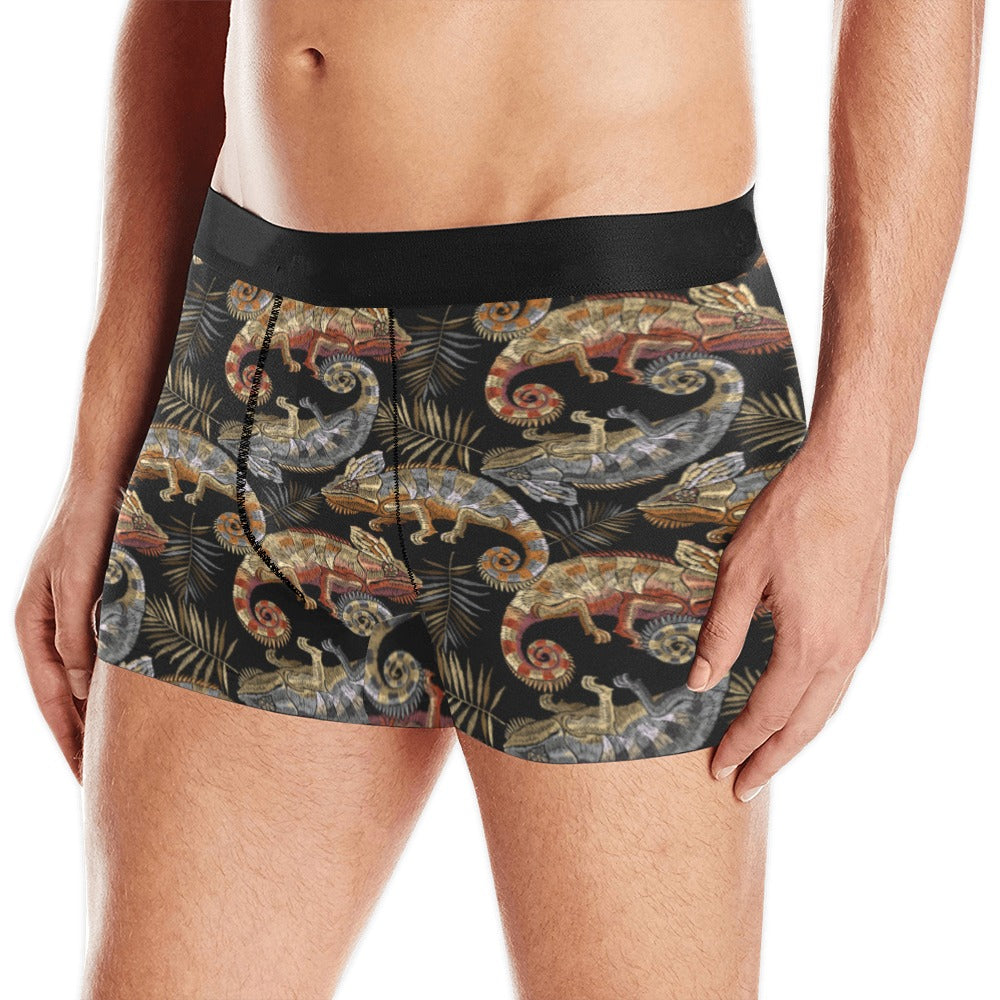 Chameleon lizard tropical leaves palm tree Men's All Over Print Boxer Briefs Men's Underwear