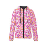 Hibiscus Pattern Print Design 01 Women's Padded Hooded Jacket