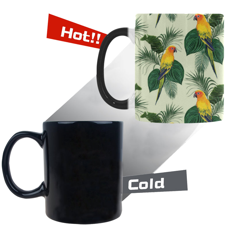Beautiful parrot palm leaves pattern Morphing Mug Heat Changing Mug