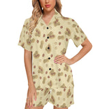 peanuts design pattern Women's V-Neck Short Pajama Set