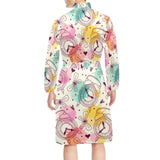 Clock butterfly pattern Men's Long Sleeve Belted Night Robe