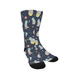 Cute sloth astronaut star planet rocket pattern Crew Socks