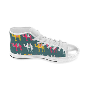 Camel pattern Women's High Top Canvas Shoes White