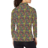 Music Notes Pattern Print Design 05 Women's Long Sleeve Polo Shirt