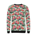 Beautiful flamingo tropical palm leaves hibiscus p Women's Crew Neck Sweatshirt