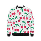 cherry pattern white background Men's Crew Neck Sweatshirt