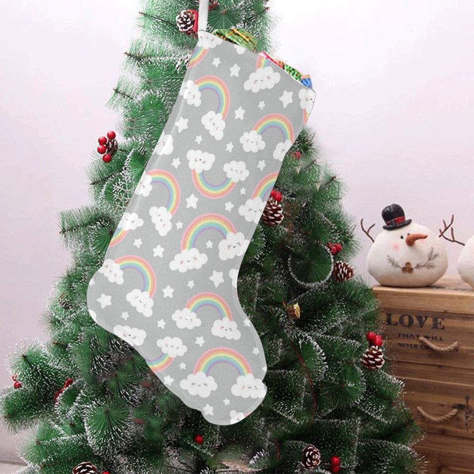 Cute rainbow clound star pattern Christmas Stocking