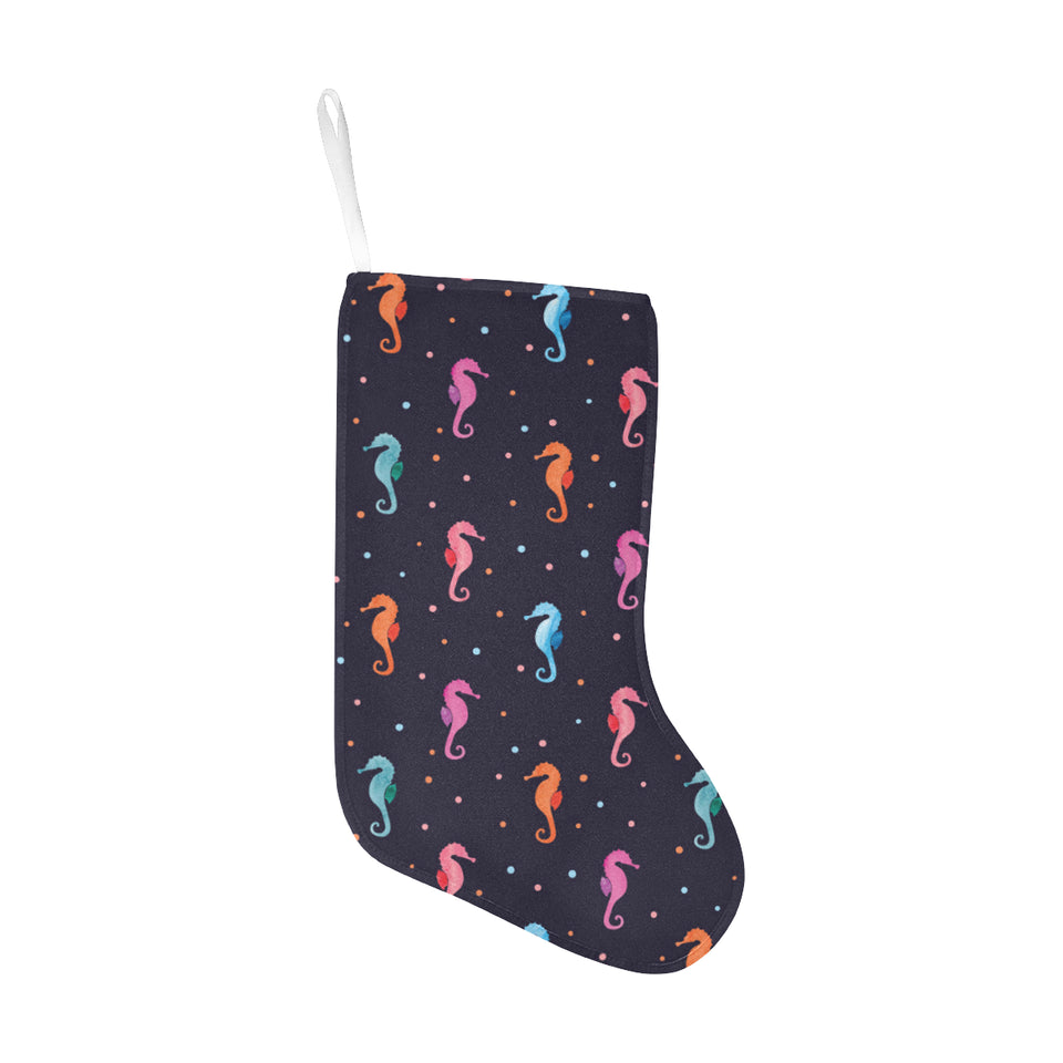 Watercolor colorful seahorse pattern Christmas Stocking