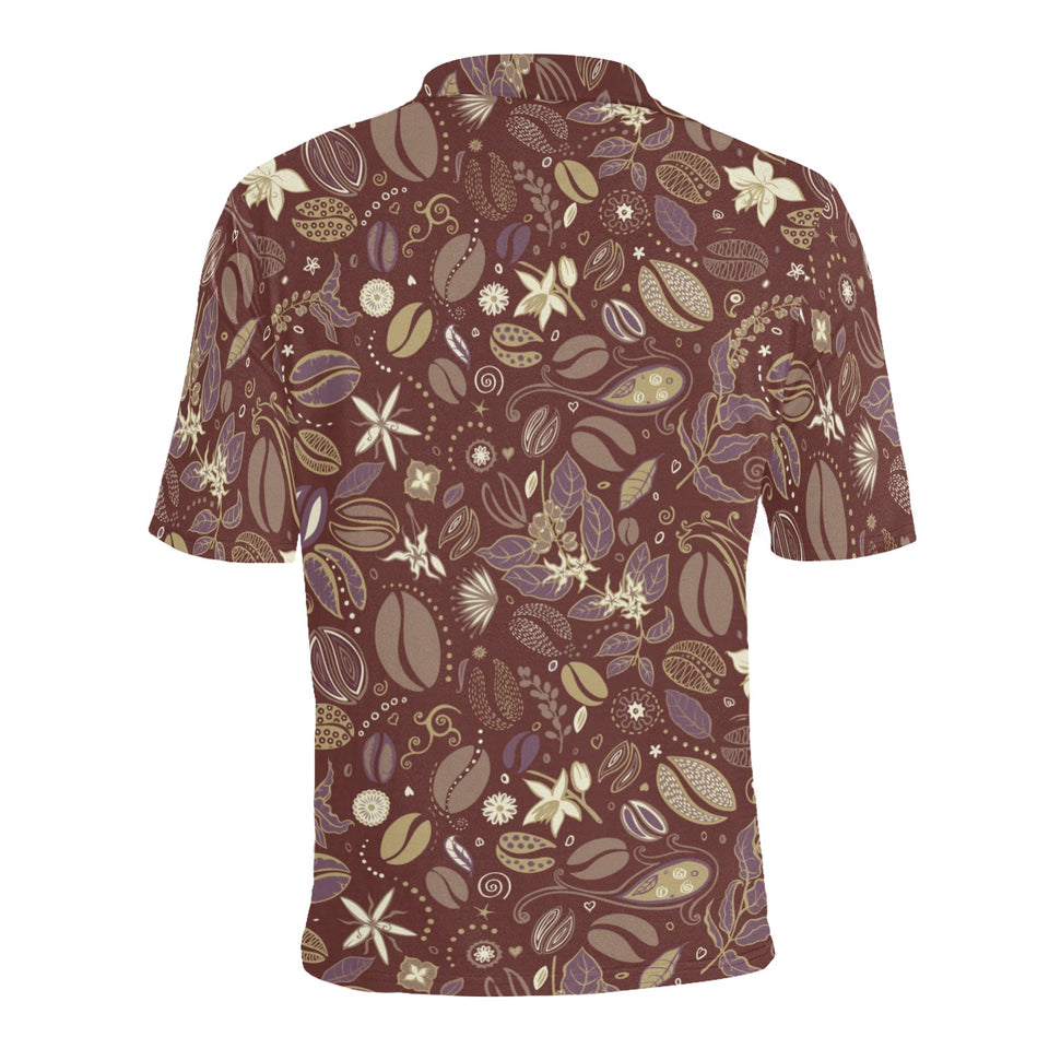 Coffee bean flower pattern Men's All Over Print Polo Shirt