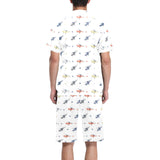 Cute helicopter star pattern Men's V-Neck Short Pajama Set