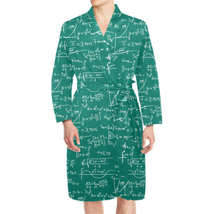 Math Pattern Print Design 01 Men's Long Sleeve Belted Night Robe