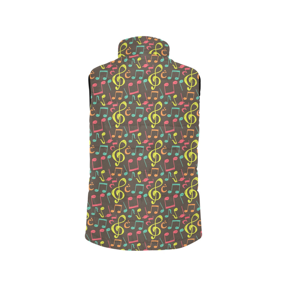 Music Notes Pattern Print Design 05 Women's Padded Vest