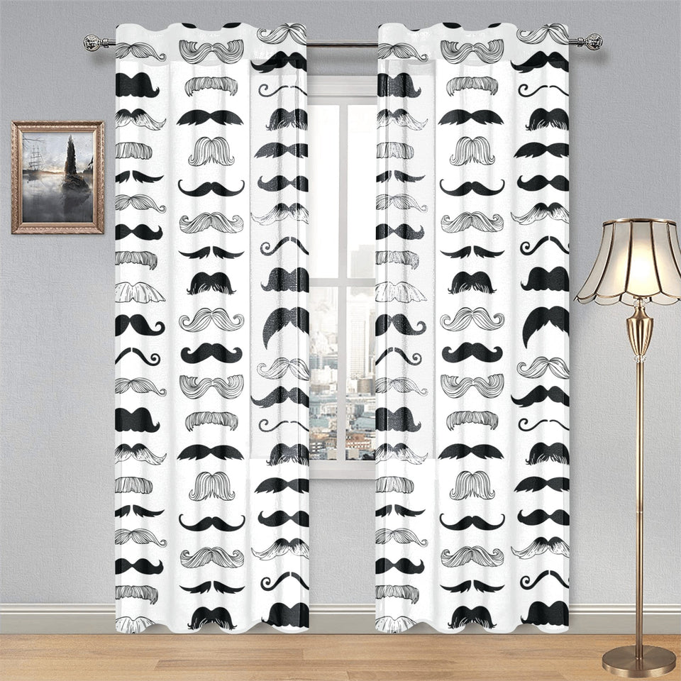 Mustache Beard Pattern Print Design 04 Gauze Curtain