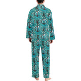 Anchor nautical green background Men's Long Pajama Set