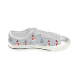 Snowman christmas  tree snow gray background Women's Low Top Canvas Shoes White