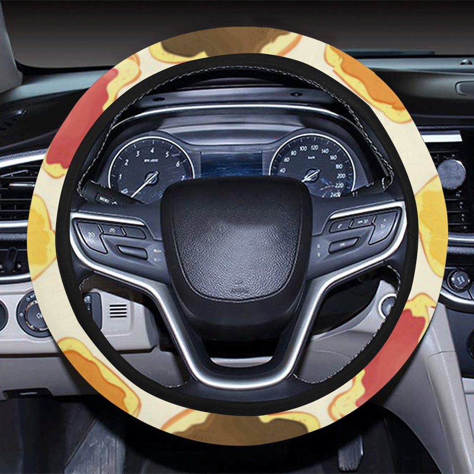Bread Toast Pattern Print Design 02 Car Steering Wheel Cover
