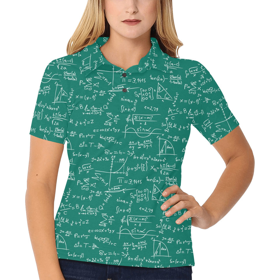 Math Pattern Print Design 01 Women's All Over Print Polo Shirt