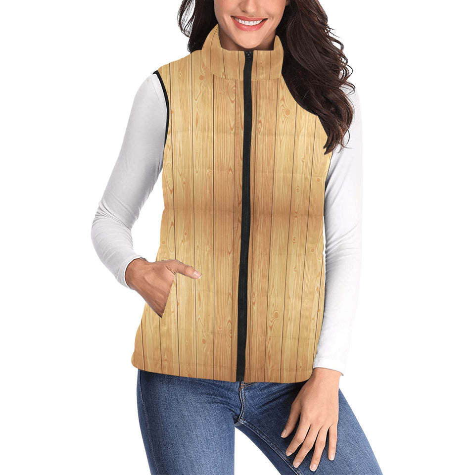 Wood Printed Pattern Print Design 05 Women's Padded Vest