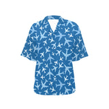 Airplane pattern in the sky Women's All Over Print Hawaiian Shirt