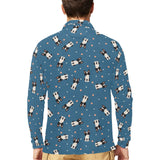 Cute boston terrier dog spattern Men's Long Sleeve Polo Shirt